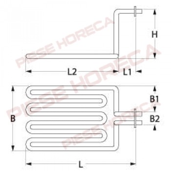 Rezistenta friteuza FIMAR, putere  3200W, alimentare 230V, 1 circuit, lungime 275mm, latime 183mm, inaltime 185mm. Pentru modelele FT8, FT88, SF9, SF99, cod producator C01117